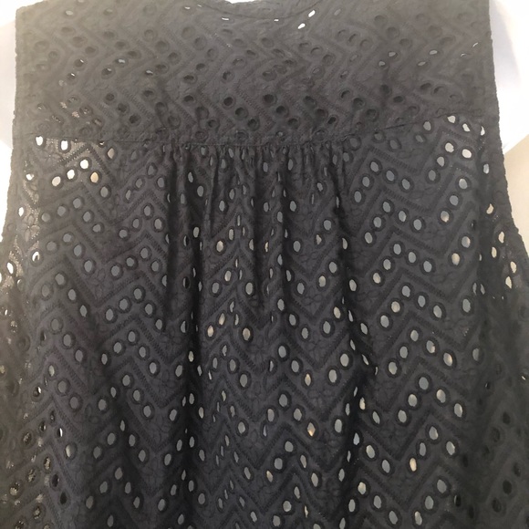 JC Penney Black eyelet button up top - Picture 6 of 8